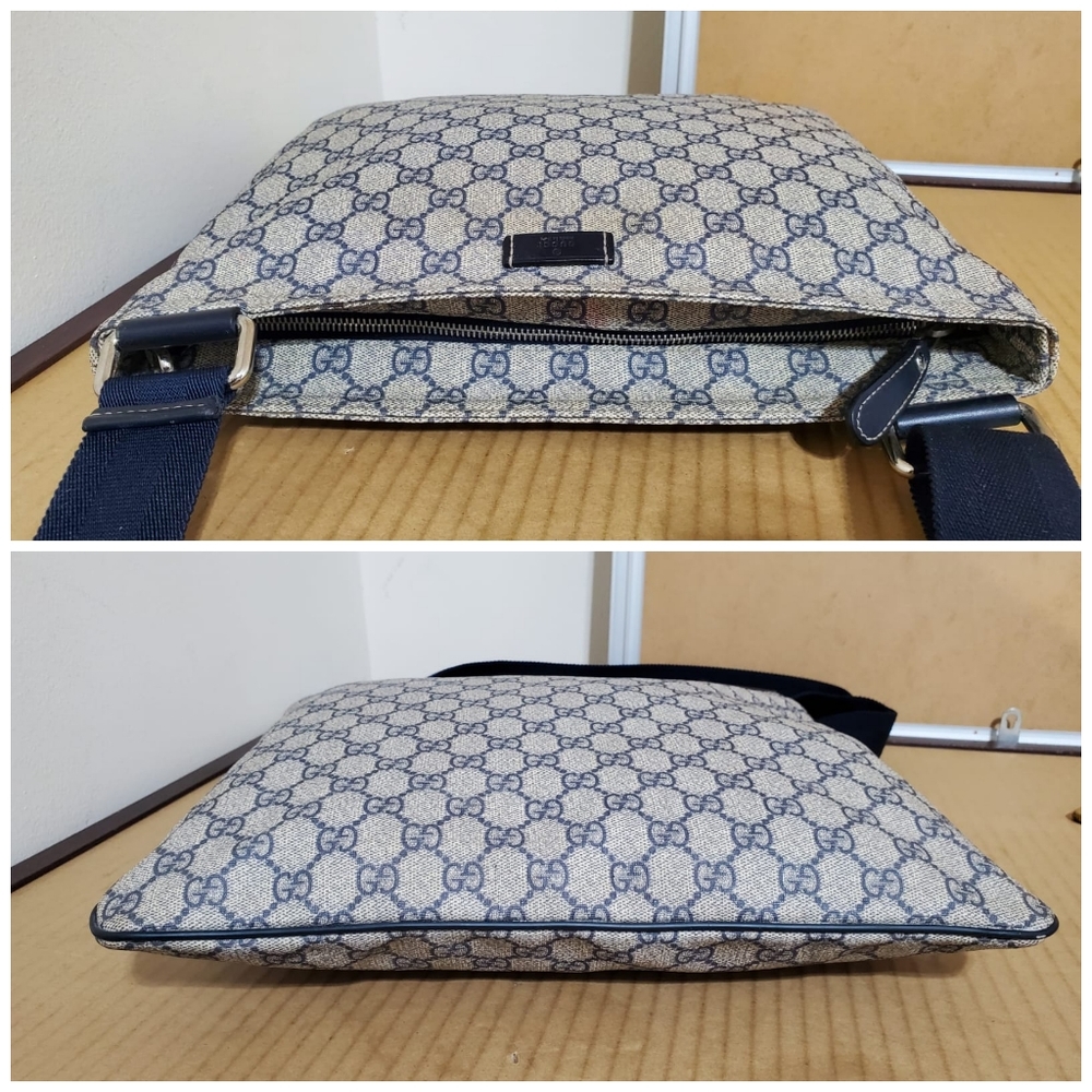 GUCCI GG Plus Monogram Medium Flat Messenger Bag Navy - Picture 6 of 13